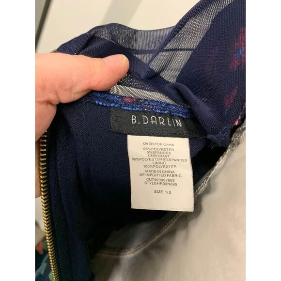 B. Darlin Fit & Flare Floral Print Black Dress Size 1/2 Juniors - Picture 5 of 5